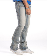 RHINESTONE STACK JEANS - BLUE
