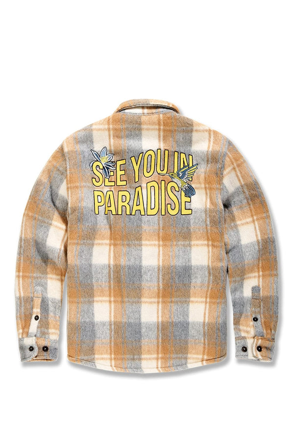 SEE YOU IN PARADISE FLANNEL SHACKET (HONEY)