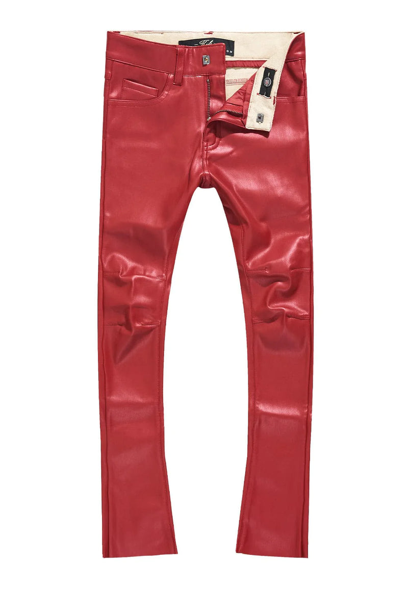KIDS STACKED THRILLER PANTS (RED) – No Limit Clothing Store