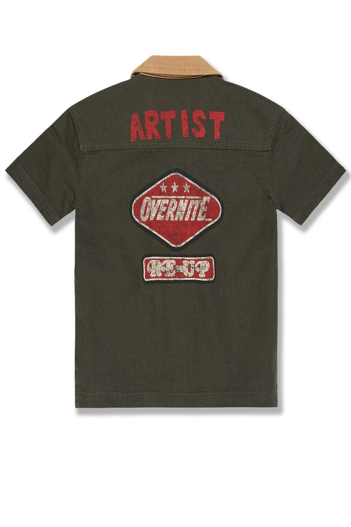 Kids The Re-Up Mechanic Shirt - Dark Green