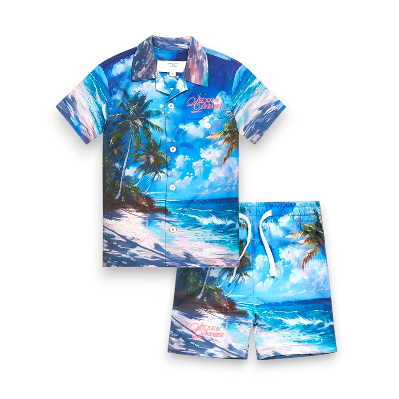 Kids Wanderlust Party Short Set-Clearwater