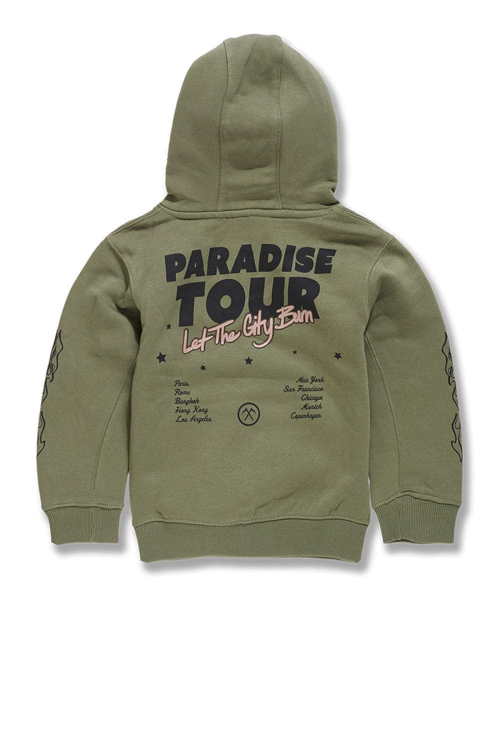 Kids Paradise Tour Pullover Hoodie-Sage