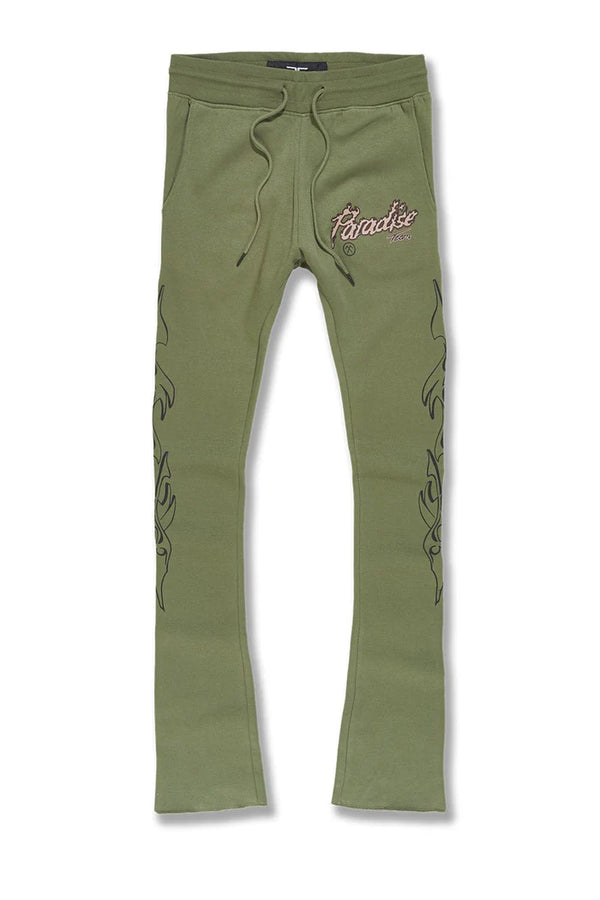 Paradise Tour Stacked Sweatpants-Sage