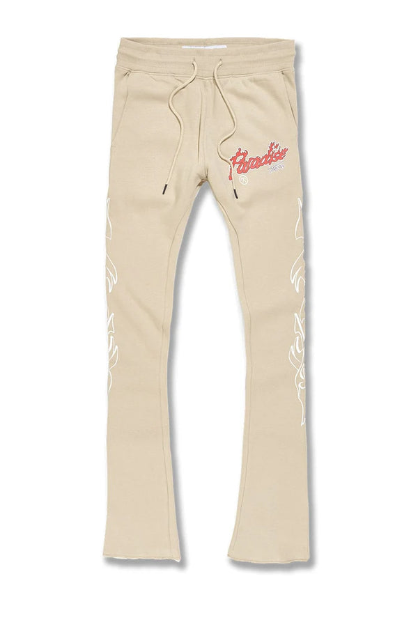 Paradise Tour Stacked Sweatpants-Sand