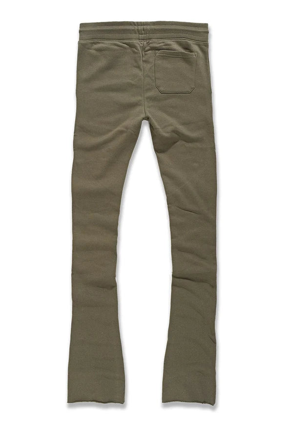 Uptown Stacked Sweatpants-Olive