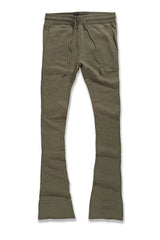 Uptown Stacked Sweatpants-Olive