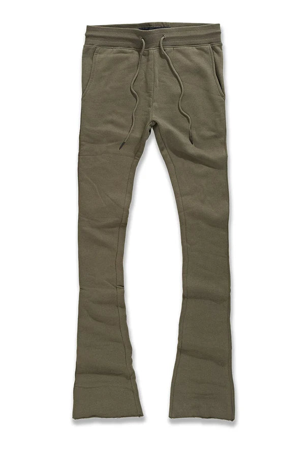 Uptown Stacked Sweatpants-Olive