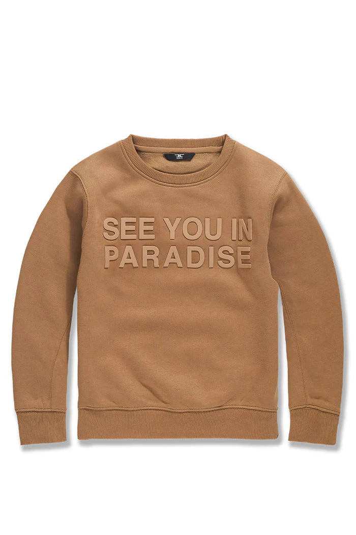 Paradise Tonal Crewneck Sweatshirt-Mocha