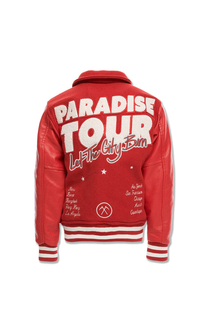 Kids Paradise Tour Varsity Jacket (Red)