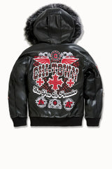Kids Windy City Hooded Bomber Jacket (Black)