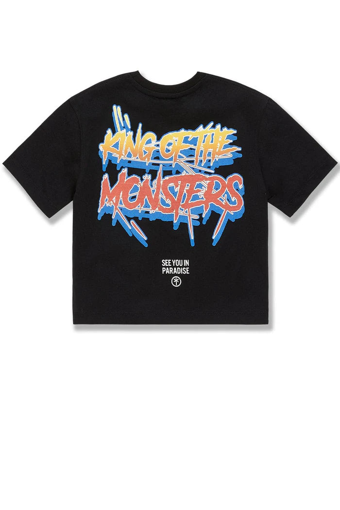 Kids Sea Monster Cropped Boxy T-Shirt - Black