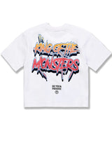 Kids Sea Monster Cropped Boxy T-Shirt - White