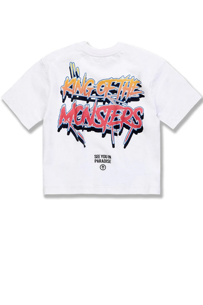 Kids Sea Monster Cropped Boxy T-Shirt - White