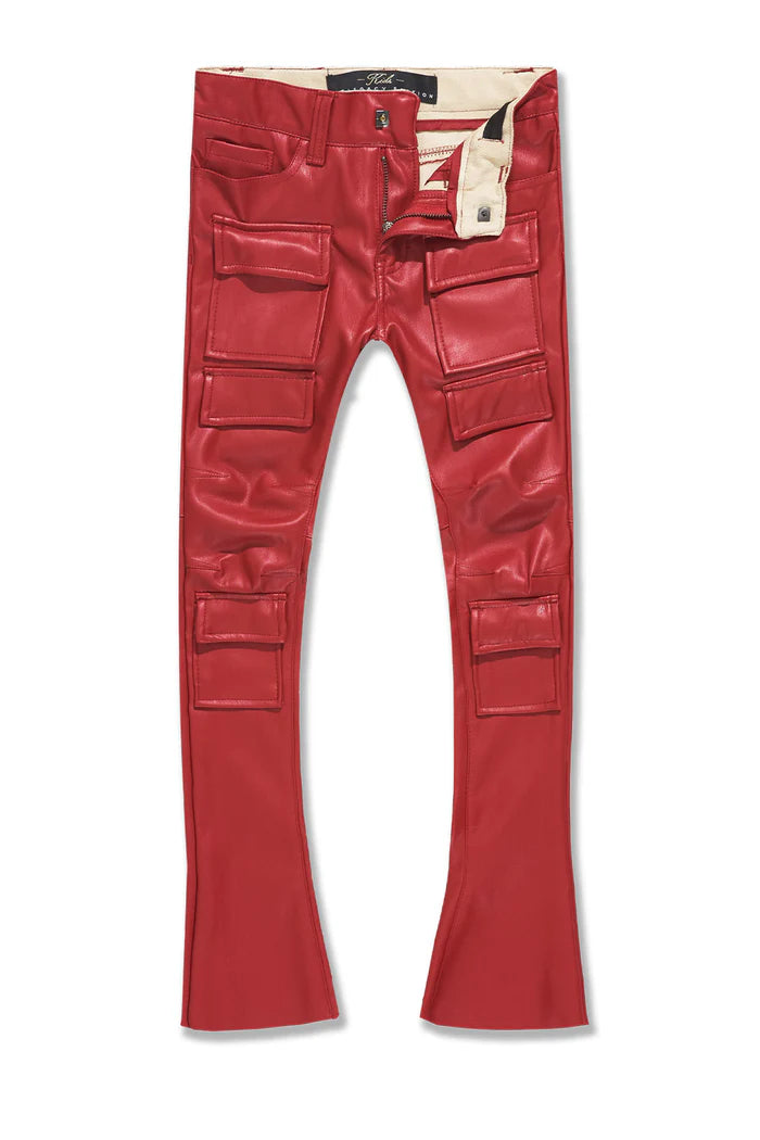 Kids Stacked Thriller Cargo Pants (Red)