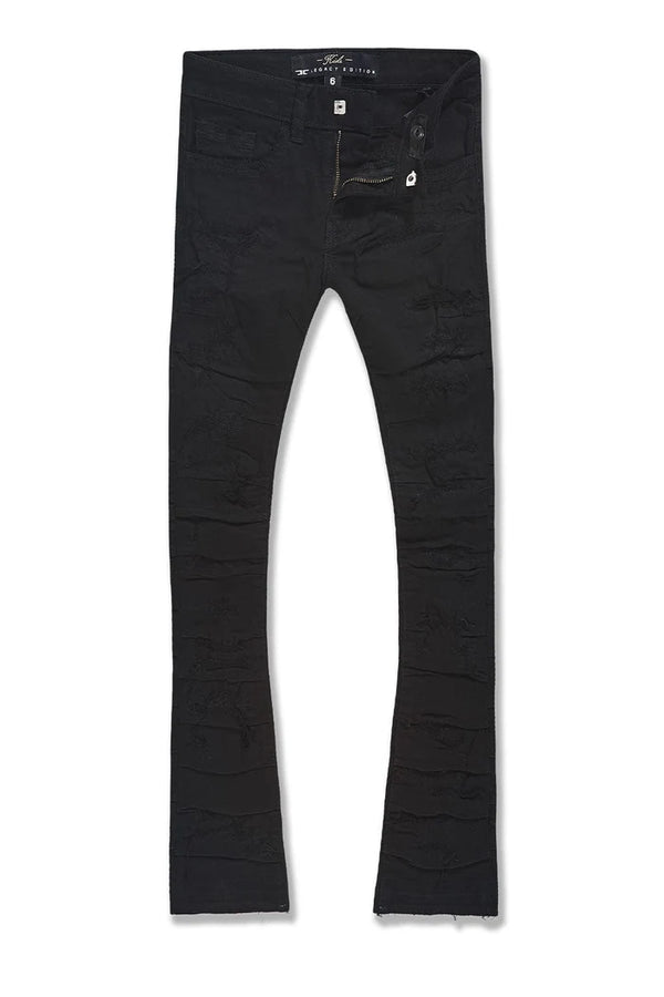 Stacked Ripple Effect Denim (Black)