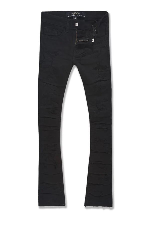 Kids Stacked Ripple Effect Denim- Jet Black