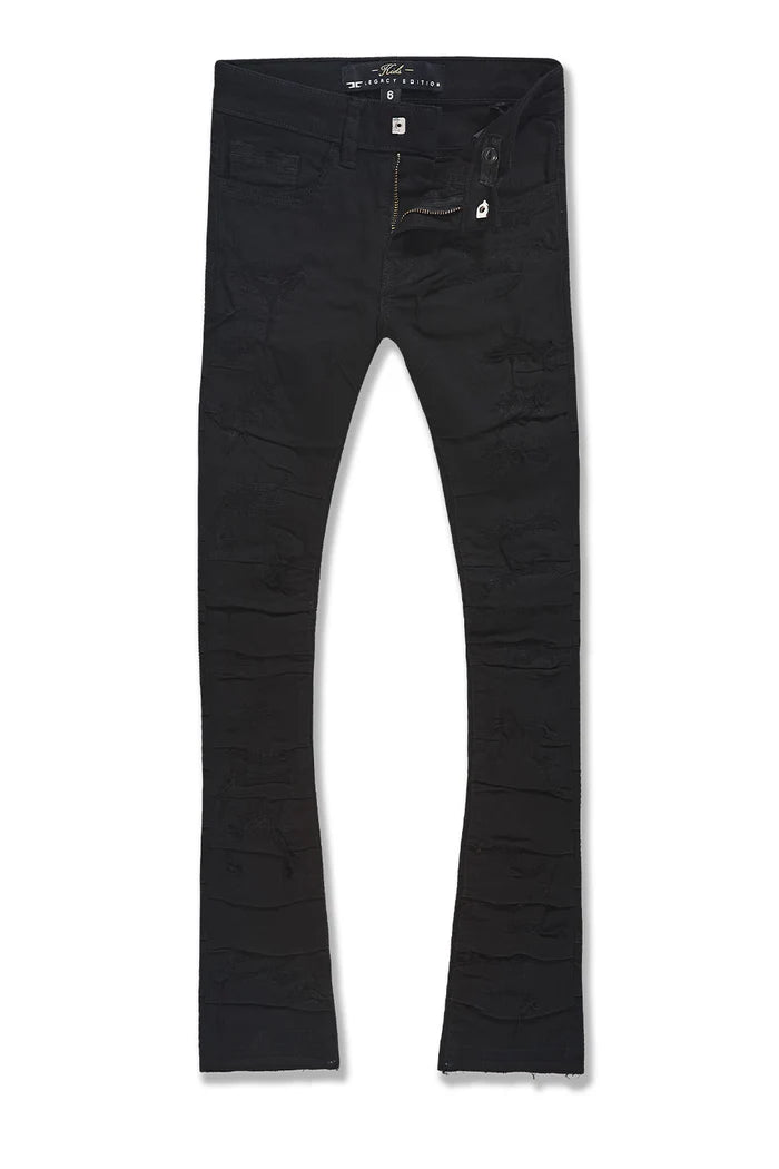 Kids Stacked Ripple Effect Denim- Jet Black