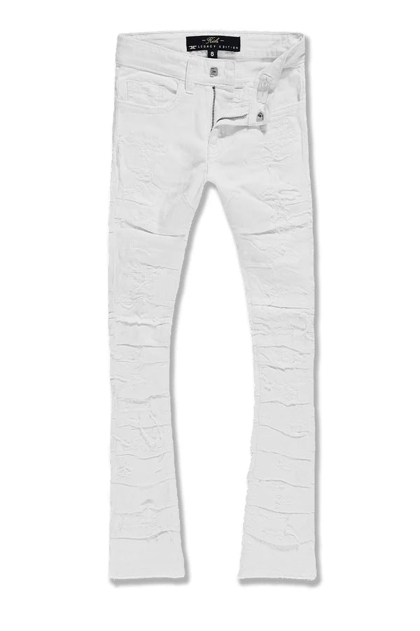 Kids Stacked Ripple Effect Denim- White