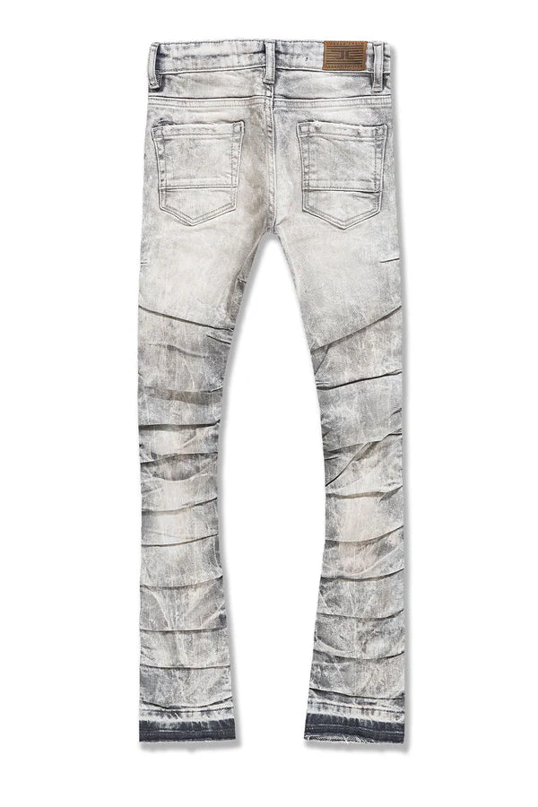 Kids Stacked Ripple Effect Denim-Bone White