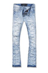 Kids Stacked Ripple Effect Denim-  Sky Blue