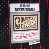 Men's Chicago Bulls Dennis Rodman Mitchell & Ness Red/Black Hardwood Classics 1995-96 Split Swingman Jersey