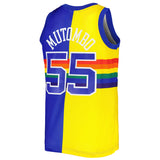 Men's Denver Nuggets Dikembe Mutombo Mitchell & Ness Royal/Gold Hardwood Classics 1991-92 Split Swingman Jersey