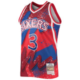 Men's Philadelphia 76ers Allen Iverson Mitchell & Ness Red Hardwood Classics 1996-97 Hyper Hoops Swingman Jersey