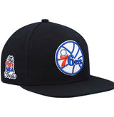 Men's Philadelphia 76ers Mitchell & Ness Black Hardwood Classics 1983 NBA Finals Top Shot Snapback Hat