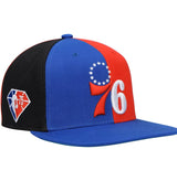 Men's Philadelphia 76ers Mitchell & Ness Royal NBA 75th Anniversary What The? Snapback Hat