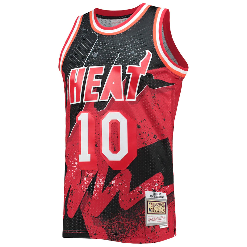 Men's Miami Heat Tim Hardaway Mitchell & Ness Scarlet Hardwood Classics 1996-97 Hyper Hoops Swingman Jersey