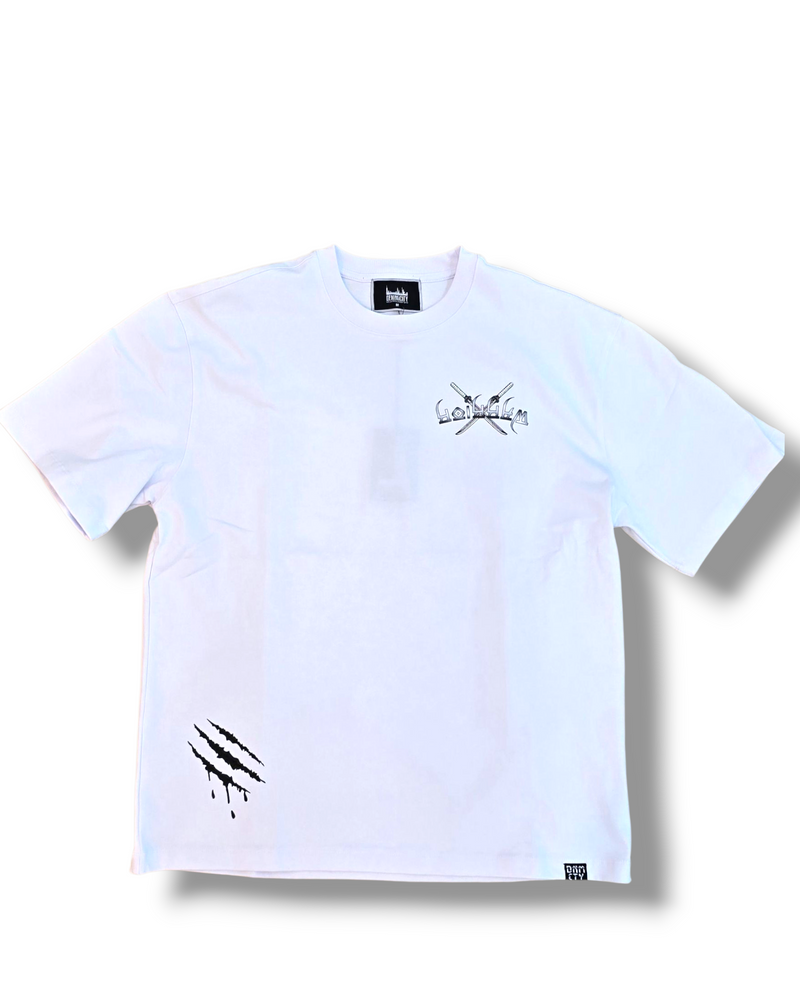 DNM-2502 WHITE & GRAY - WARRIOR OF THE SEAS STONED OUT TSHIRT