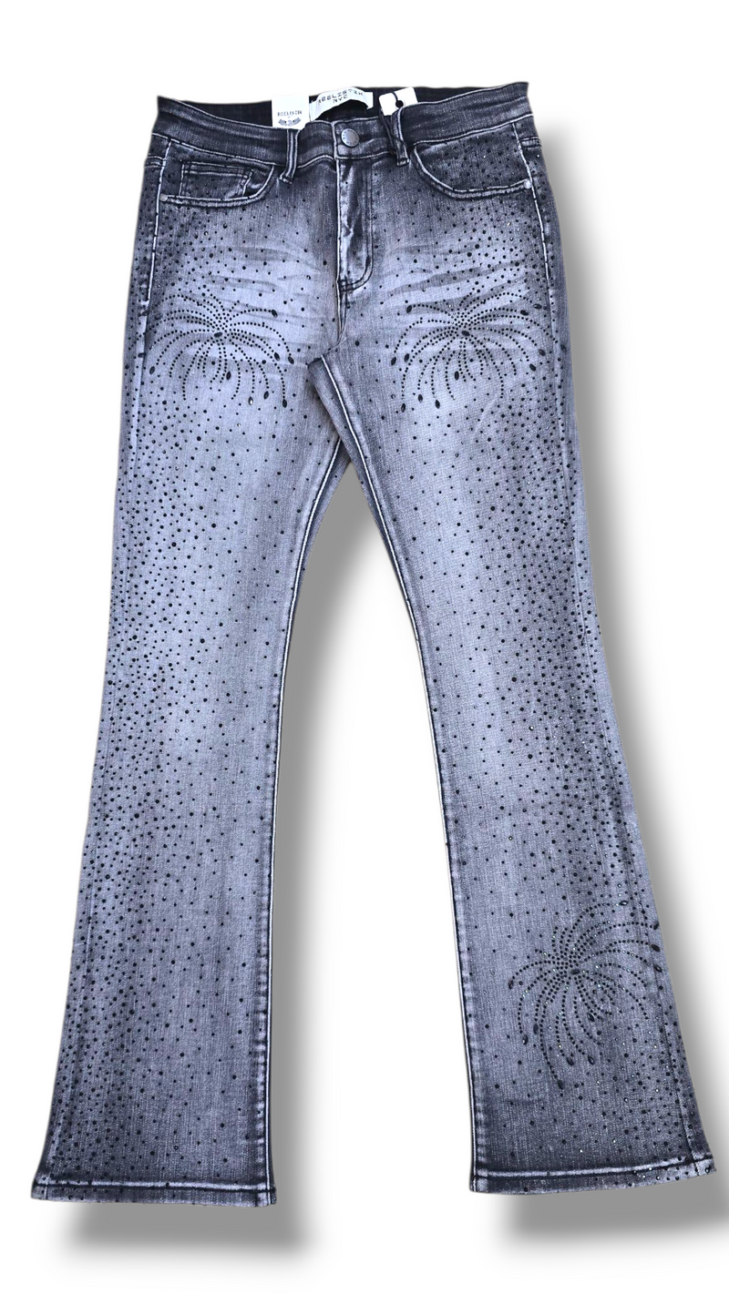 RST-6028 GREY REELISTIK DIAMOND FLARED DENIM