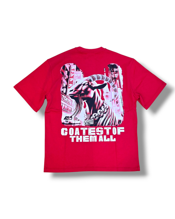 DNM-2503 RED - GOATEST OF ALL STONED OUT TSHIRT