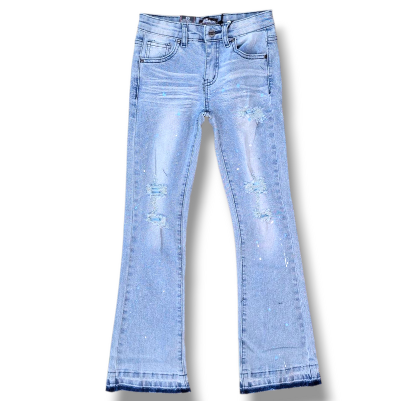 KIDS RIP N REPAIR LIGHT BLUE WASH WITH BABY BLUE STITCH