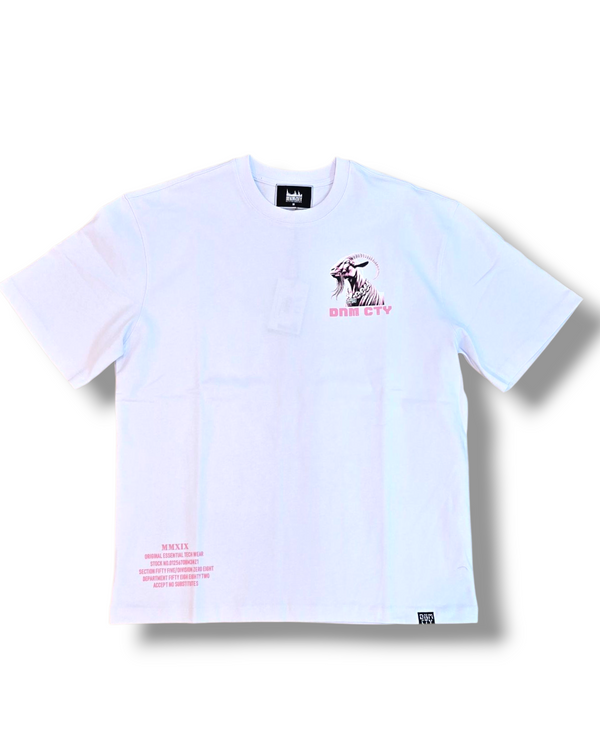 DNM-2503 WHITE & PINK - GOATEST OF ALL STONED OUT TSHIRT