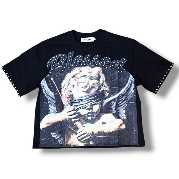 BLIND ANGEL BOXY FIT TEE - BLACK
