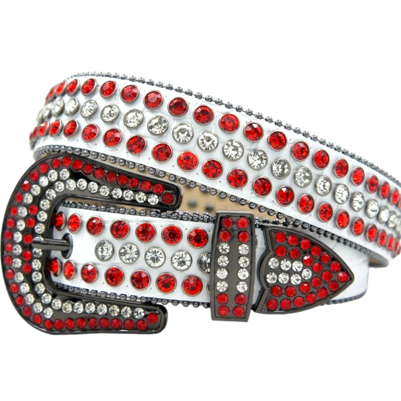 DNA Leather Belt-White&Red