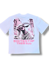 DNM-2503 WHITE & PINK - GOATEST OF ALL STONED OUT TSHIRT