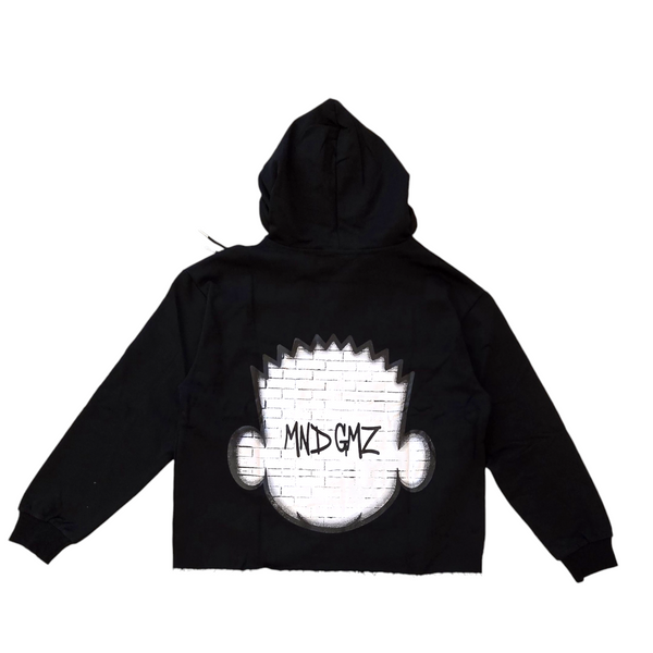 MIND GAME CROPPED HOODIE-MG30 BLACK