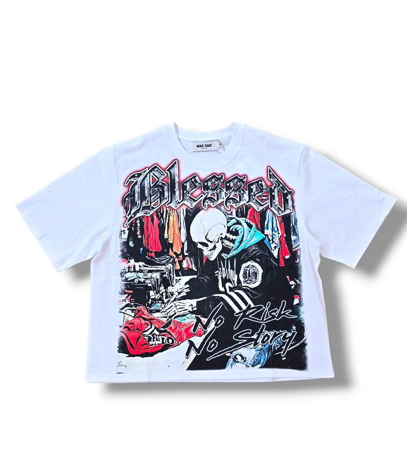 NO RISK NO STORY TEE- WHITE