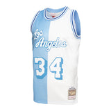 Men's Los Angeles Lakers Shaquille O'Neal Mitchell & Ness Powder Blue/White Hardwood Classics 1996-97 Split Swingman Jersey