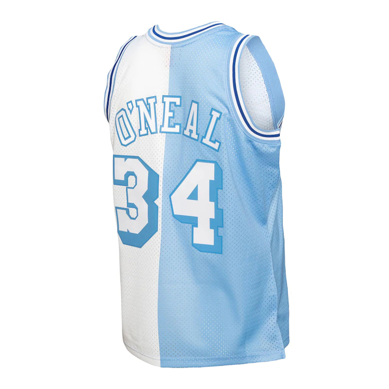 Men's Los Angeles Lakers Shaquille O'Neal Mitchell & Ness Powder Blue/White Hardwood Classics 1996-97 Split Swingman Jersey