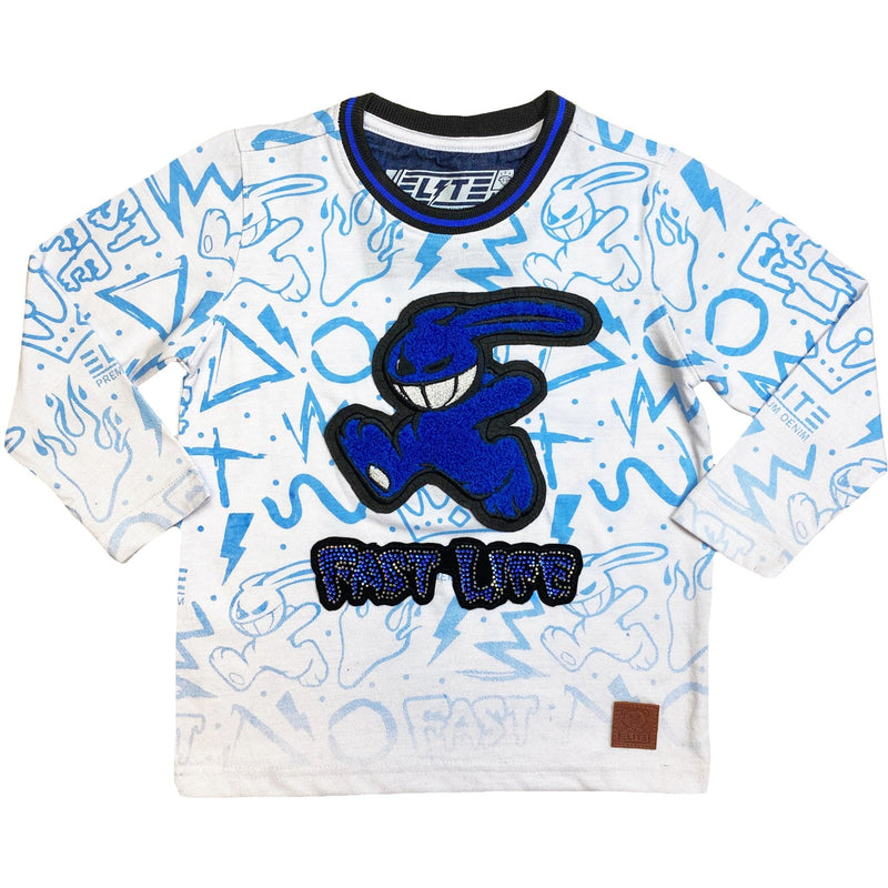 ELITE Fast Life Blue Long Sleeve Kids Tee