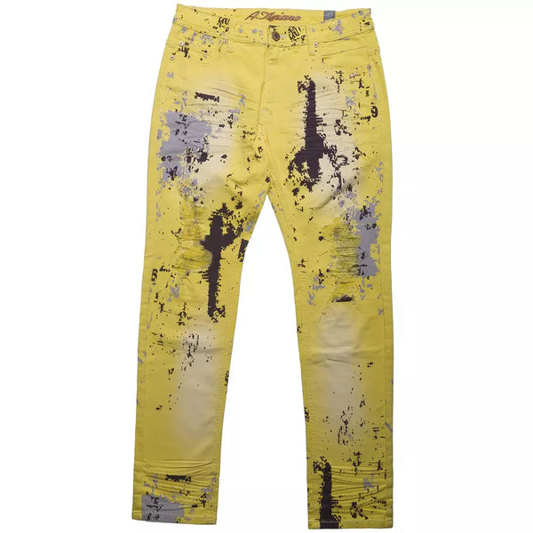 Kai | Men's Printed Twill Jean-Yellow