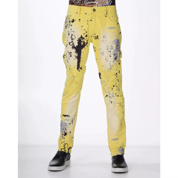 Kai | Men's Printed Twill Jean-Yellow