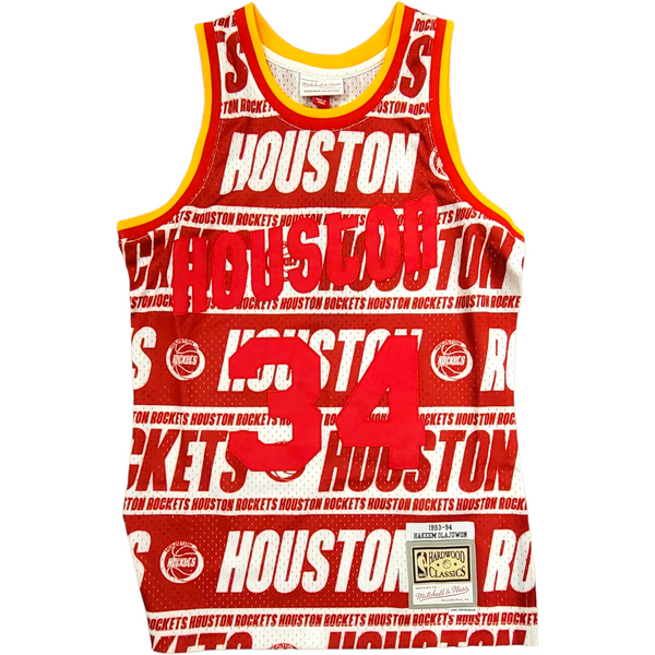 Men's Mitchell & Ness Hakeem Olajuwon Black Houston Rockets Hardwood Classics 1993/94 Tie-Dye Swingman Jersey Size: Small