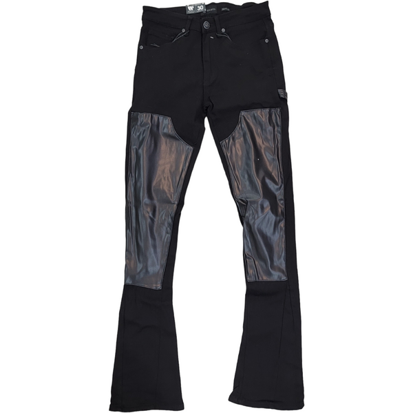 Waimea Stacled Jeans W/PU Patch-Jet Black