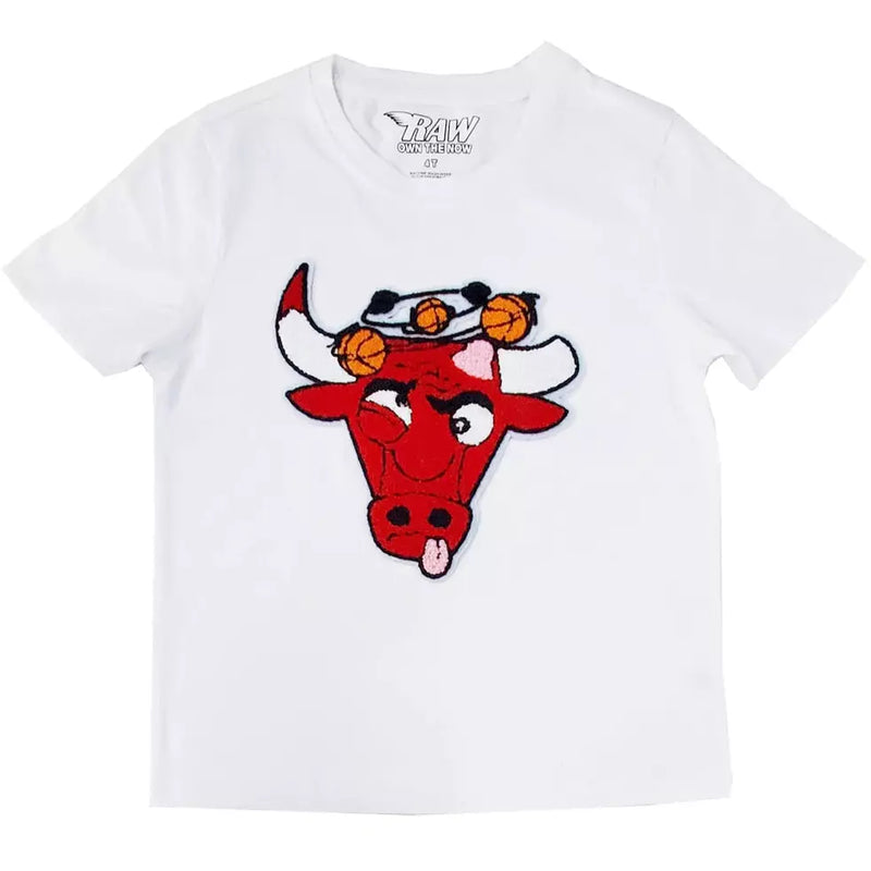 KIDS BULLS CHENILLE CREW NECK - WHITE