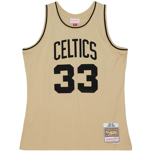 Khaki Black Swingman Larry Bird Boston Celtics 1985-86 Jersey